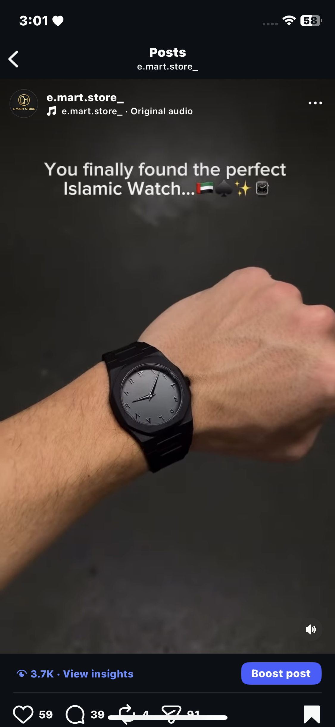 Black Arabic Aura watch